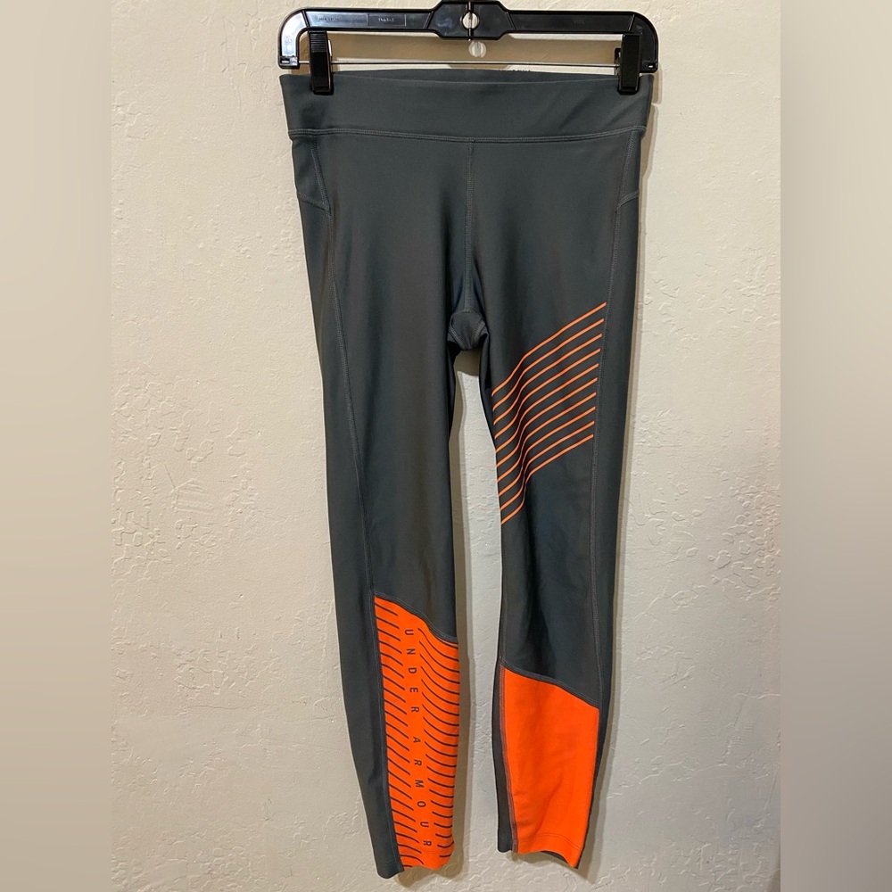 Under Armour Women's Swim Tights - Charcoal and Neon Orange
